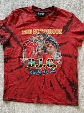 Notorious B.I.G. Ready To Die Tie Dye Graphic‎ T Shirt XS Red Black